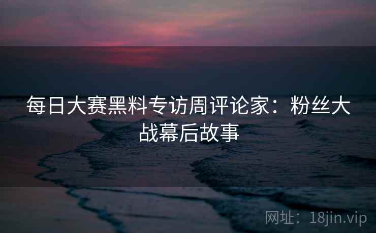 每日大赛黑料专访周评论家：粉丝大战幕后故事
